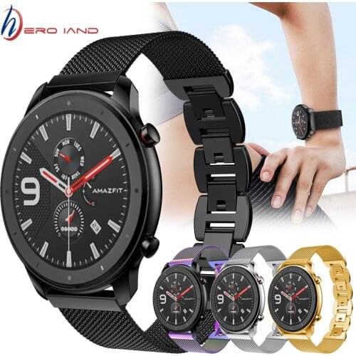 For Xiaomi Huami Amazfit GTR 47mm Wrist Strap Metal Bracelet Band for Amazfit Stratos 2 3 Huawei Watch GT GT2 46M Watchband 22mm