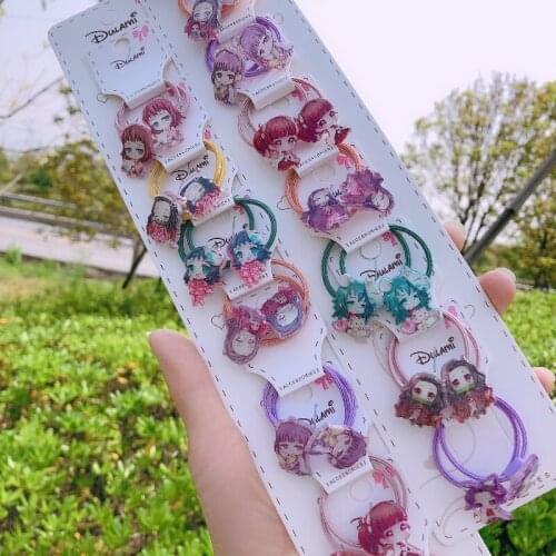 Anime Cartoon Demon Slayer Blade Rubber Band Acrylic Girl Rubber Band Cosplay Rubber Band Cute Headband Girl version