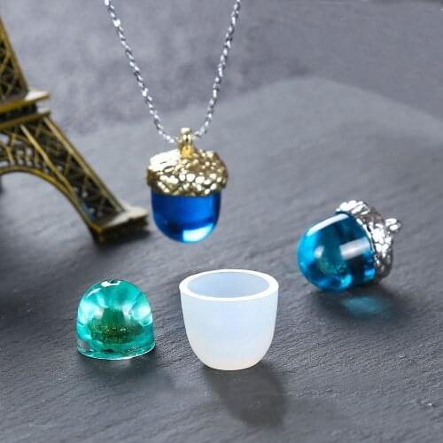 DIY Silicone Mold Pendant Cap Holder Acorn Silicone Mould Epoxy Resin Jewelry Making Tools Necklace Molds 3D Solid Handmade Gift