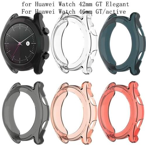 TPU Protective Case Cover for Huawei Watch 42mm GT Elegant 46mm Gt Active Smartwatch Shockproof Scratch-proof Transparent Frame