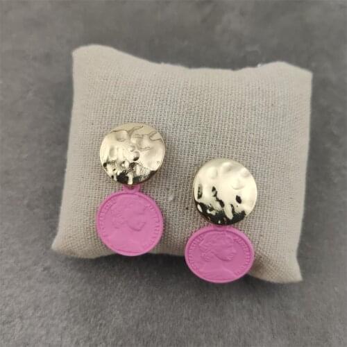 Boho Vintage Engraved Coin Drop Dangle Earrings for Women Figure Face Long Round Coin Pendant Earring Pendientes