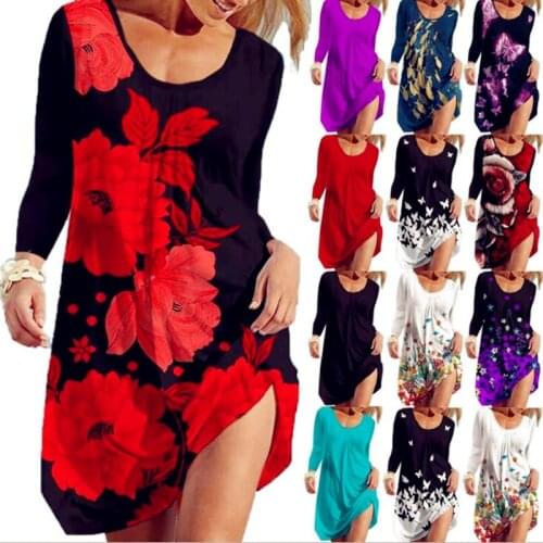Women 2021 Loose Patchwork Boho Vintage Ruffles Befree Printed Dress Full Long Sleeve Spring Party Beach Dresses Plus Sizes