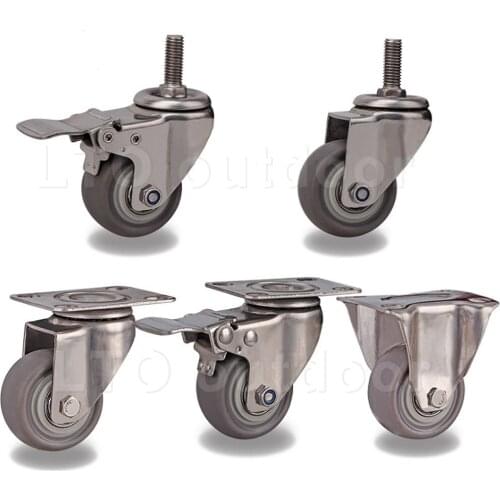 1PCS 1.5/2Inch Heavy Duty Universal Stainless Steel Swivel Caster Wheels Silent Caster For Furniture Wheel Industrial Equipment