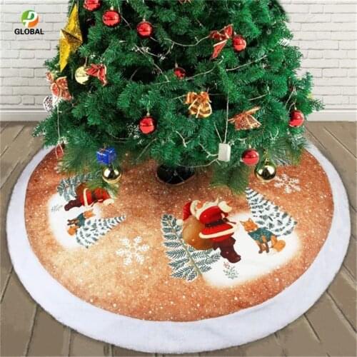 D&P 1Pcs 98CM Christmas Tree Skirts Fur Carpet Merry Christmas Decoration for Home Natal Natal Tree Skirts New Year Decoration