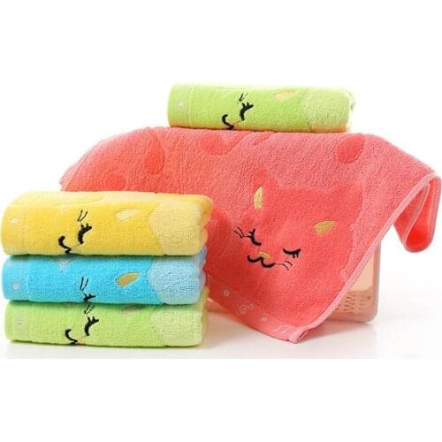 1PC Cartoon Design Bamboo Kids Towel 25x50cm Cute Musical Cat Design Bamboo Fiber Children Hand Face Shower Towel 4 Colors