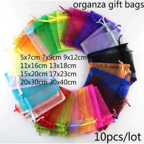 10pcs 5x7cm Organza Gift Bag Jewelry Packaging Candy Wedding Party Goodie Packing Favors Cake Sweets Pouches Bags Present