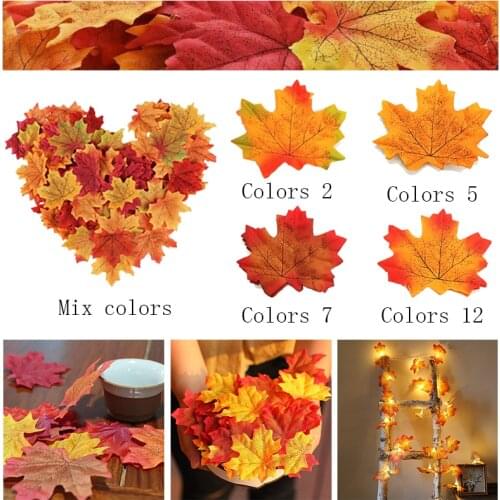 100pcs Simulated Leaf Wedding Decoration Halloween Scene Arrangement Artificial Maple Leaf Photo Background Modeling Home Decor