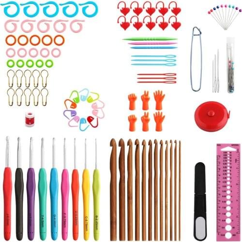 110Pcs Aluminum Crochet Hooks Set,Yarn Knitting Needles Sewing Tools Kit,Easy to Carry