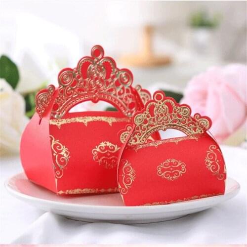 12pcs/lot Crown Party Candy Box wedding supplies European Indian Style creative portable packaging shake box Royal gift box