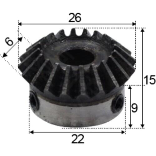 2pcs 1.25Module 20Teeths inner hole:6mm Bevel Standard Gear 45 Steel Quenching