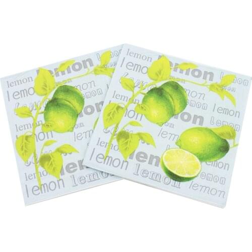 20pcs/lot Lemon Fruit Series Napkins Decoupage Servilletas Paper Vintage Towel Elegant Tissue Birthday Wedding Party Decoration