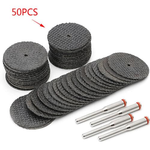 50Pcs Fiberglass Tool Abrasive Cutting Disc Cut Off Wheel with 4 Mandrels Rotary