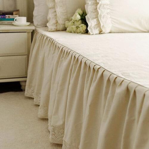New arrivel Alec high-grade Satin Embroidered Lace bedspread cotton Ruffle Skirt bed sheets wedding decoration bedskirt textile