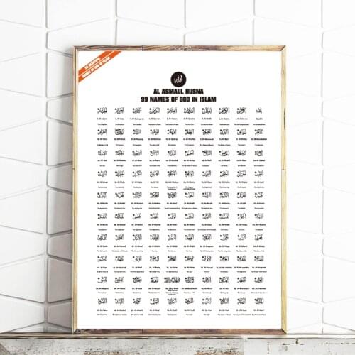 Arabic Calligraphy Print Islam God Allah Wall Art Canvas Painting Islamic Pattern of English Meaning Wall Art Poster Home Decor