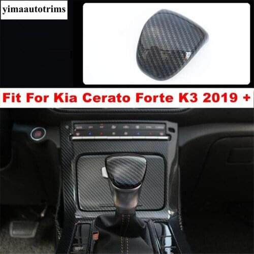 Car Console Gear Shift Box Knob Head Handle Decor Cover Trim For Kia Cerato Forte K3 2019 - 2021 ABS Carbon Fiber Accessories