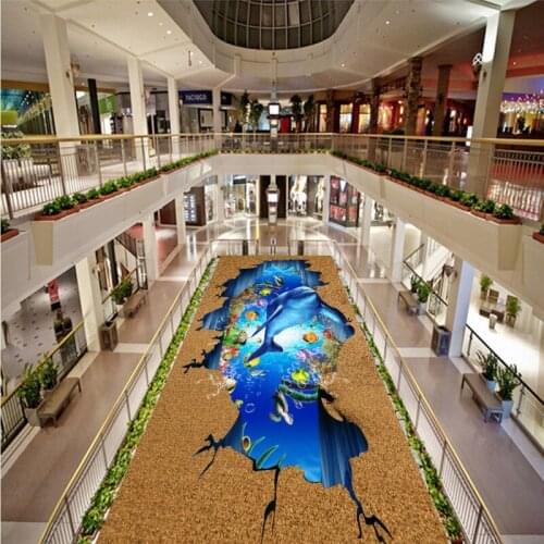 Free Shipping Ocean World Dolphin outdoor 3D painting wear non-slip bedroom bathroom lobby restaurant flooring mural
