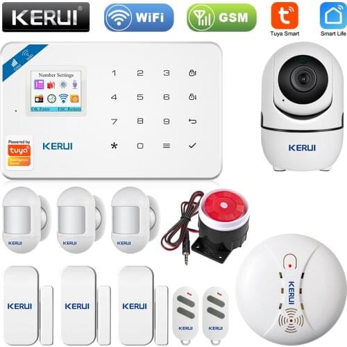 KERUI Home Security Alarm System W18 GSM WIFI Connection Mobile APP Receiving Color Screen Wireless Security Burglar Alarm Kit