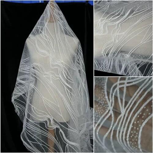 1pc Shiny Wavy Sequined Heart Lace Fabric For Photo Props Wedding Dress Veil Stage Performance Decoration Backdrops