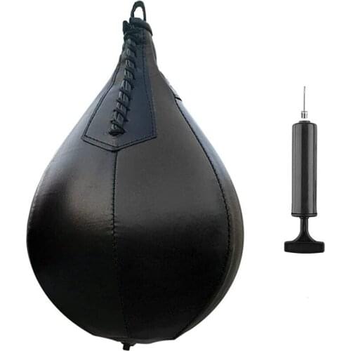 Boxing Speed Bag Swivel Set with Black Leather Punching Ball & Pump-Speed Ball Boxing Punching Bag