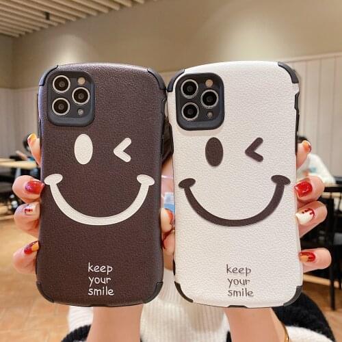 Phone Case For iPhone 12 Mini 12 11 Pro X XR XS Max 7 8 Plus SE 2 Fashion Cartoon Smile Face Clear Soft TPU For iPhone 11
