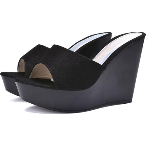 Black slippers clogs platform white water heels with rhinestones leather modis slides slates White bling korean PU Super High