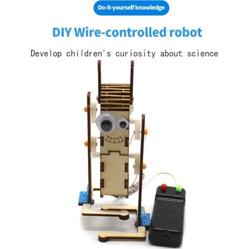 Wire Control Wooden Smart Walking Robot Robotic DIY Physics Scientific Experiment Toy Assembled Materials Kits Model
