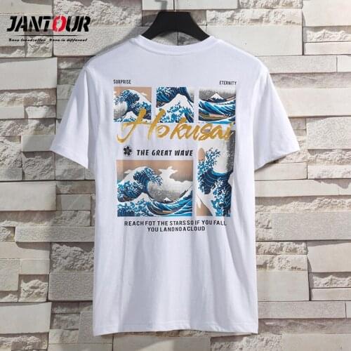 Alphabet Waves Print Oversized Men T Shirt Hip-Hop Cotton T-shirt O-neck Summer Japanese Male Causal Tshirts Fashion White Tees