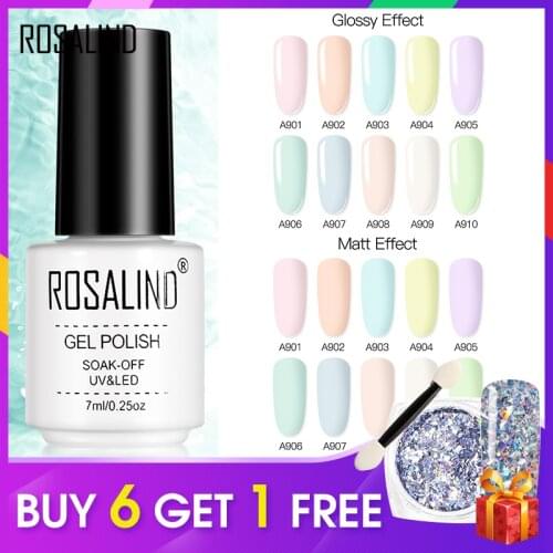 ROSALIND Gel Hybrid Varnish Semi Permanent Enamel Base Coat Soak Off Pure Color Nail Gel For Nail Art Design LED UV Lamp