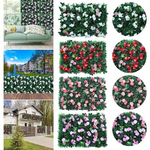 40x60CM Artificial Rose Fence Plant Hedge Panel UV Protected Privacy Fence Screen For Outdoor Backyard Garden Decoration Fence