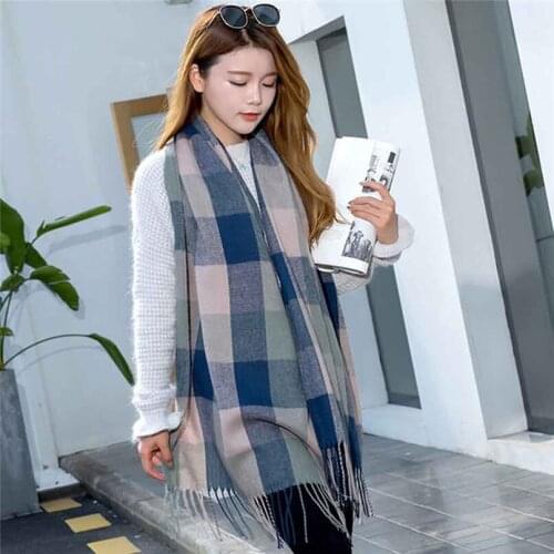Plaid Winter Scarf Women Warm Foulard Solid Scarves Fashion Casual Scarfs Cashmere Bufandas Hombre 30N06