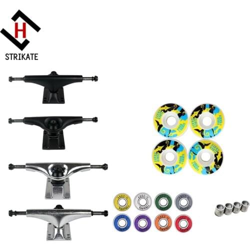 Skateboard Trucks 5 inch High Printing Bone color 52mm Wheels with High Speed ABEC 11 Bearings Package