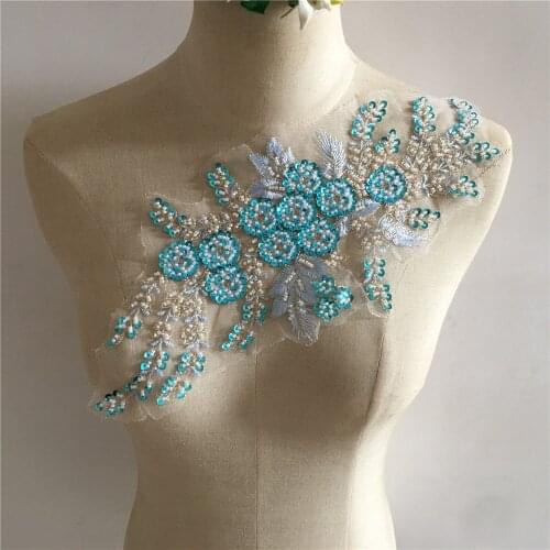 High Quality Sequin Bead Embroidery Lace Collar Sewing Garment Craft Supplies Decorative Embroidery Clothes Applique Accessories