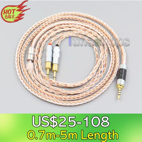 LN005791 3.5mm 2.5mm 4.4mm XLR 16 Cores OCC Silver Plated Mixed Headphone Cable For Sennheiser HD700