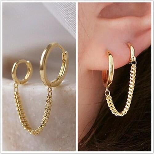 Fashion Copper Smooth Double-eared Conjoined Earrings Wholesale Earrings for Women Earring Korean Fashion Designer Earrings