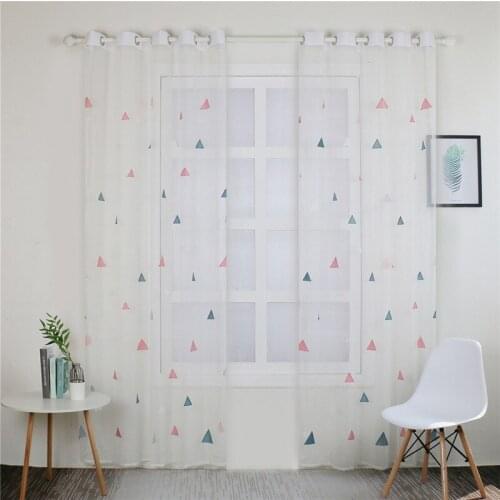 Fashion Print Triangle Curtains Modern Geometric Curtains For Living Room Bedroom Sheer Home Decoration Accessories