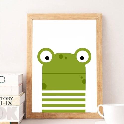 Cartoon Animal Frog Canvas Painting Nursery Art Decor Wall Picture , Cute Frog Canvas Print Poster Baby Kids Room Wall Art