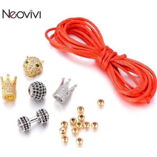 Neovivi Original Bracelet Making DIY Jewelry Findings Packaging Accessories Red Rope CZ Copper Beads Displays for Women Handmade
