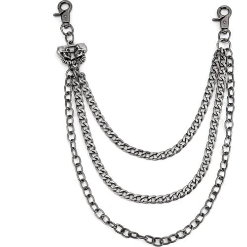 2021 New Skull Biker Jean Wallet Belts Silver Rock Punk Gothic Style Hip-pop Metal KeyBelt Pants Belt Fashion Men Jewelry DR46