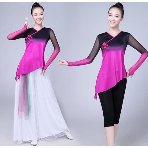 New Ethnic Dance Sarong Gymnastics Body Netting Practice Wear Female Adult Top Classical Dance Practice Clothes