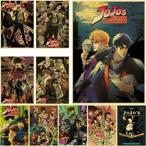 Action Anime JoJos Bizarre Adventure JOJO Kraft Paper Cafe Bar Retro Poster Decorative Painting Art Wall Stickers Home Decor