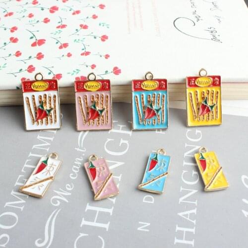 Rectangle Oil Drop Chili Pepper Fruit Colorful Alloy Charms 40pcs Gold Tone Enamel Jewelry DIY Floating Pendant Ornaments