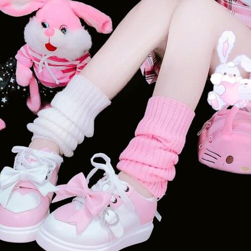 Warmers Punk Kawaii Black White Sock Harajuku Leg Warmer Socks Rainbow Striped Women Winter Knitted Leg