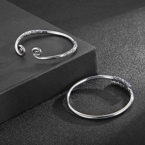Titanium steel hoop curse open bracelet for men and women a pair of wishful golden hoop couple bracelets