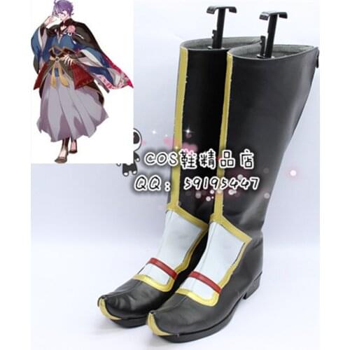 Touken Ranbu Kasen Kanesada Black Long Cosplay Shoes Boots X002