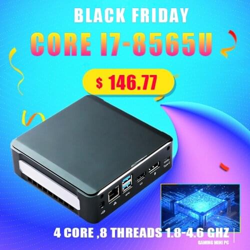 TPM Mini Game PC Core i7-8565U I5-8265U I3-8145U 2*DDR4 RAM M.2 NVME SSD Pocket Nuc Computer Windows 11 Pro Type-c 4K HDMI2.0 DP