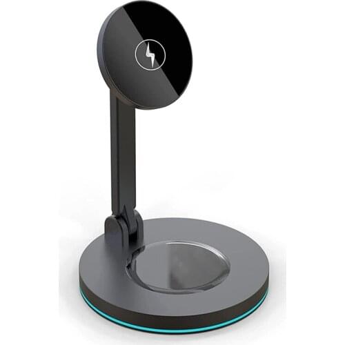 15 W QI Charger Station 2 in 1 for Wireless Fast Charger Stand with LED for iPhone 12 Pro for