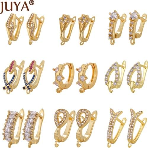 New Arrival DIY Earrings Findings Inlaid Cubic Zirconia Earring Hook Clasps Handmade Jewelry Accessories Supplies 2021