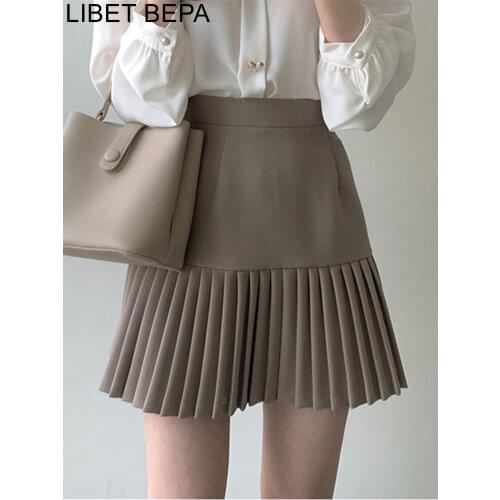 2021 New Spring Summer Women Skirts High Waist Elegant Package Hip Pleated Fashionable Office Lady Wild Sweet Mini Skirts SK6172