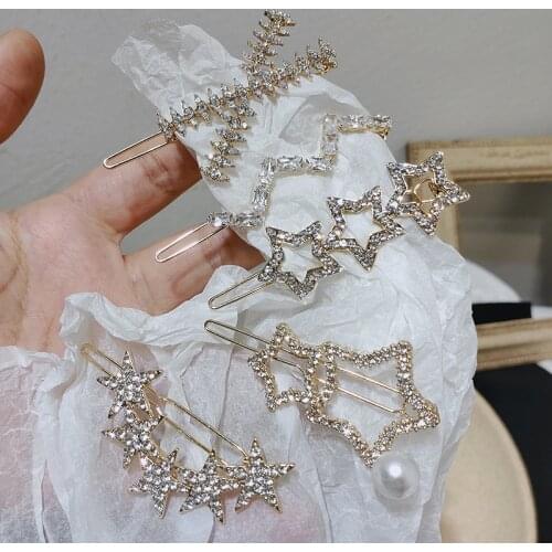 Alloy Hairpin Five Pointed Star Diamond Barrettes Inlaid Light Luxury Temperament Versatile Bangs Headwear Tools