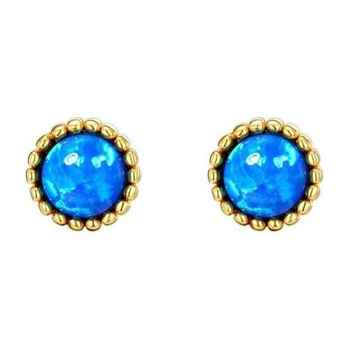 Korean Style Samll 925 Silver Opal Stud Earrings Simple Women Ear Accessories Female Fashion Jewelry Cute Birthday Gifts